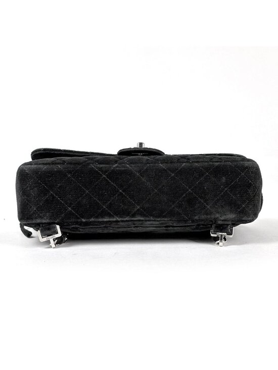 Chanel CC Logo Chain Backpack Quilted Velour Black main image 4